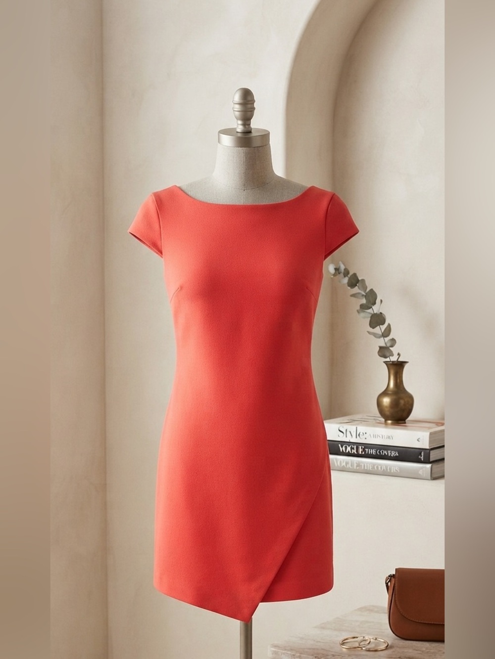 Zara Trafaluc Coral Red Cap Sleeve Mini Dress